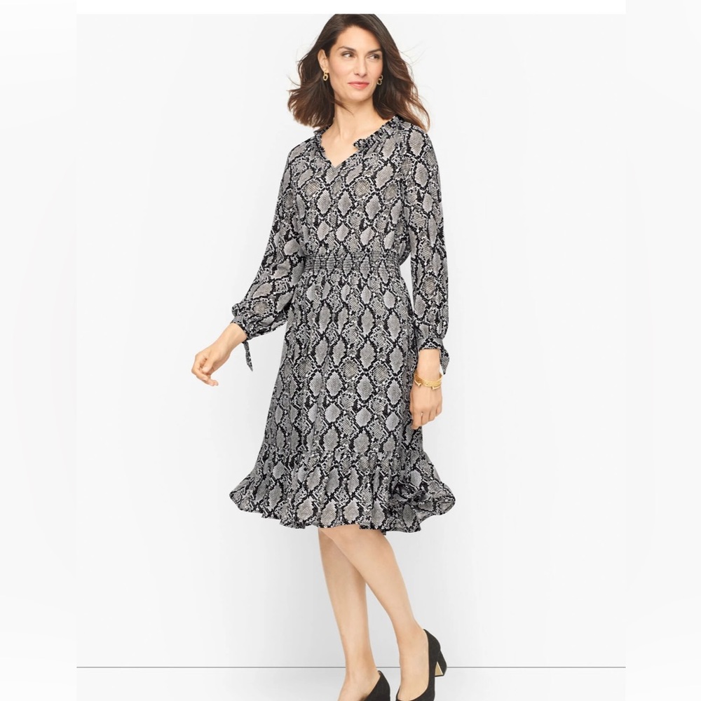 Talbots snake print fit and flare dress